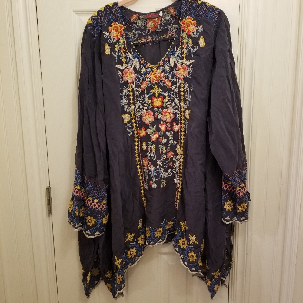 Johnny Was 3x floral embroidered blouse